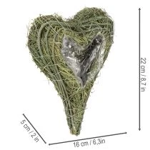 Artikel Pflanzherz aus Naturmaterial mit Folieneinsatz 22cm Grün 2er-Set