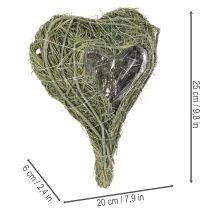Artikel Pflanzherz aus Naturmaterial mit Folie 25 cm