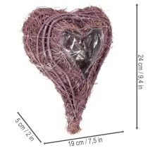Artikel Pflanzherz mit Folie aus Rebenmaterial lila 24cm