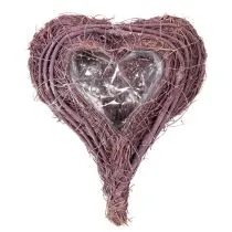 Artikel Pflanzherz mit Folie aus Rebenmaterial lila 24cm