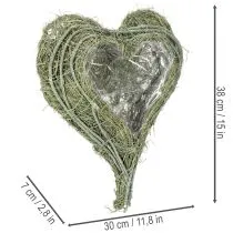 Artikel Herzschale aus Naturgras mit Folie 38 cm Grün für kreative Bepflanzung