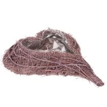 Artikel Herzschale aus Zweigen mit Folieneinsatz 37 cm Lila für Dekoration und Bepflanzung