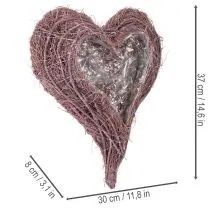 Artikel Herzschale aus Zweigen mit Folieneinsatz 37 cm Lila für Dekoration und Bepflanzung