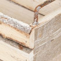 Artikel Pflanzkästen Holz Natur mit Rinde und Griffen, rechteckig, 29cm und 23cm, Set 2