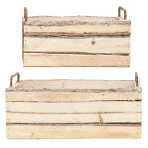 Artikel Pflanzkasten Holz Rinde Natur Griff L29cm/23cm Set 2St
