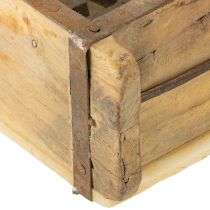 Artikel Pflanzkasten Holz aus Upcycling-Ziegelform mit Metallgriff 32×15×10 cm