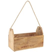 Artikel Pflanzkasten Natur Holz Jute mit Henkel 35x16x21,5cm