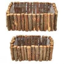 Artikel Pflanzkasten Birkenholz mit Rinde, rechteckig, im 2er-Set, 23/28 cm