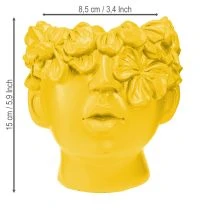 Artikel Pflanzkopf Büste Polyresin Übertopf Gelb 13,5×13×14cm für Innenräume