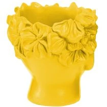 Artikel Pflanzkopf Büste Polyresin Übertopf Gelb 13,5×13×14cm für Innenräume