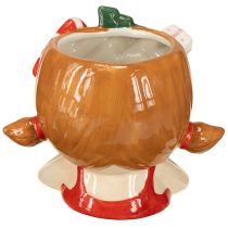Artikel Pflanzkopf aus Keramik Mädchenfigur H17cm mit Weihnachtsdetails