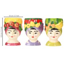 Artikel Pflanzkopf Mädchen aus Keramik mit Früchten 13,5 cm 3er-Set