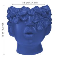Artikel Pflanzkopf aus Polyresin – Blaue Büstenförmige Übertopf 13,5 x 13 x 14 cm für Innenbereich