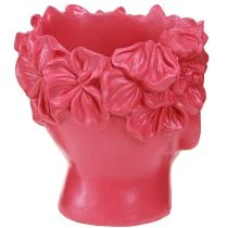 Artikel Pflanzkopf Übertopf aus Polyresin in Pink 13,5×13×14 cm für Wohnung und Tischdekoration