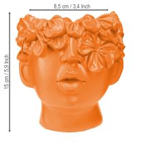 Artikel Pflanzgefäss Büste aus Kunststein, 13,5×13×14 cm, Orange, für Innenbereiche