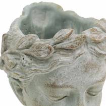 Artikel Pflanzkopf Büste aus Beton Graublau Ø8cm H15cm