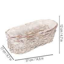 Artikel Korb Pflanzkorb Weide mit Folieneinsatz oval Weiss 37cm