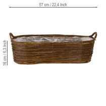 Artikel Pflanzkorb-Set oval aus Weide mit Henkeln in Braun, 57/50/42 cm, 3-teilig