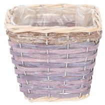 Artikel Pflanzkorb quadratisch 14cm mit Folie Holz bunt 4er-Set