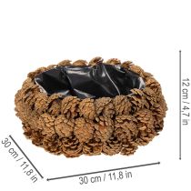 Artikel Runde Schale aus Tannenzapfen zum Bepflanzen 30 cm Naturbraun
