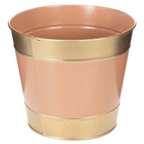 Artikel Pflanzkübel Metall Ø17cm H14,5cm Goldrand 4-teilig Sortiment Braun Beige Rosa Pfirsich