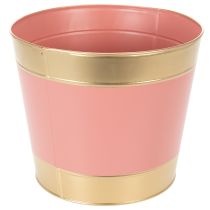 Artikel Pflanzkübel Metall Ø26cm H22cm Goldrand Rosa/Beige/Pfirsich/Braun 4er-Set