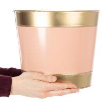 Artikel Pflanzkübel Metall Ø26cm H22cm Goldrand Rosa/Beige/Pfirsich/Braun 4er-Set
