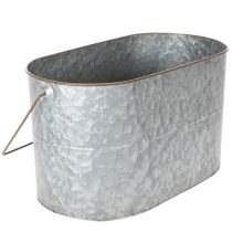 Artikel Pflanzschalen-Set aus Metall mit Henkeln, 2 Grössen, Silber und Braun, H22/20cm L42/40cm, für Innen- und Aussenbereich