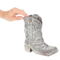 Artikel Deko Cowboy-Stiefel Pflanzgefäss Polyresin Grau-Blau 24cm