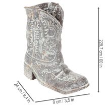 Artikel Deko Cowboy-Stiefel Pflanzgefäss Polyresin Grau-Blau 24cm