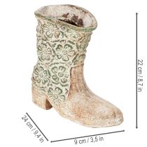 Artikel Blumentopf in Stiefel-Form aus Polyresin mit Blumenmuster, 24 cm, Braun-Grün