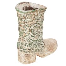 Artikel Blumentopf in Stiefel-Form aus Polyresin mit Blumenmuster, 24 cm, Braun-Grün