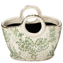Artikel Keramik-Pflanztasche mit floralem Muster 21cm für Balkon und Innenbereich