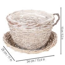 Artikel Korb Tasse mit Unterteller aus Weide 34 cm Weiss-Grau