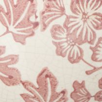 Artikel Keramik Blumentasse 18 cm mit floralem Muster in Weiss-Rot, für Innen- und Aussendekoration
