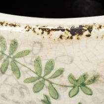 Artikel Pflanztasse Keramik 18cm Weiss-Grün Florales Muster Innenbereich