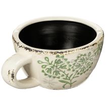 Artikel Pflanztasse Keramik 18cm Weiss-Grün Florales Muster Innenbereich