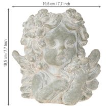 Artikel Pflanztopf Engel aus Steinguss 19,5x12x19,5cm Grau-Weiss