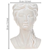 Artikel Pflanztopf Frauenbüste aus Steinguss 20cm Weiss Antik-Optik