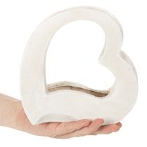 Artikel Herzförmige Deko-Schale aus Keramik, 19 cm, Weiss, zum Bepflanzen und Dekorieren