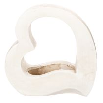 Artikel Herzförmige Deko-Schale aus Keramik, 19 cm, Weiss, zum Bepflanzen und Dekorieren