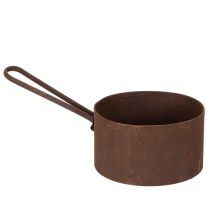 Artikel Pflanztopf Metall Ø20cm H11cm Rostoptik mit Griff für Innen- und Aussendekoration