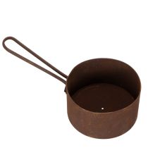 Artikel Pflanztopf Metall Ø20cm H11cm Rostoptik mit Griff für Innen- und Aussendekoration
