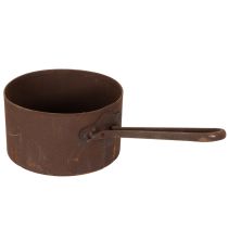 Artikel Pflanztopf Metall Ø20cm H11cm Rostoptik mit Griff für Innen- und Aussendekoration