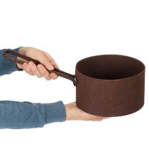 Artikel Pflanztopf Metall Ø20cm H11cm Rostoptik mit Griff für Innen- und Aussendekoration