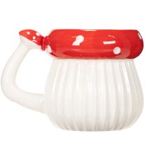 Artikel Tasse aus Keramik im Fliegenpilz-Design, 10 cm, rot-weiss
