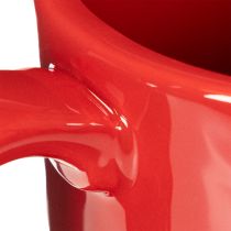 Artikel Tasse mit Unterteller aus Keramik, 17 cm, Rot, für Trocken- und Kunstblumen