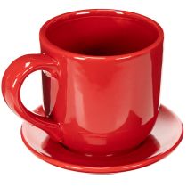 Artikel Tasse mit Unterteller aus Keramik, 17 cm, Rot, für Trocken- und Kunstblumen