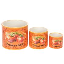 Artikel Keramik-Blumentöpfe Set im Tomaten-Design, dekorativ, 3 Grössen: 7x6 cm, 9x10 cm, 14x12 cm