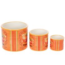 Artikel Keramik-Blumentöpfe Set im Tomaten-Design, dekorativ, 3 Grössen: 7x6 cm, 9x10 cm, 14x12 cm